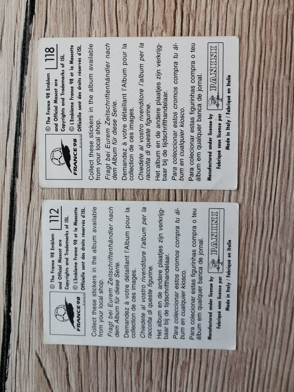 Panini Carte collezionabili: Panini WM 98 France – Nuovo (secondo la descrizione) da Ottikon b.Kemptth. venduto da Schwammi007 3