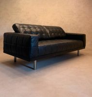 Premium Vintage Sofa aus Leder in schwarz im Kubus-Design