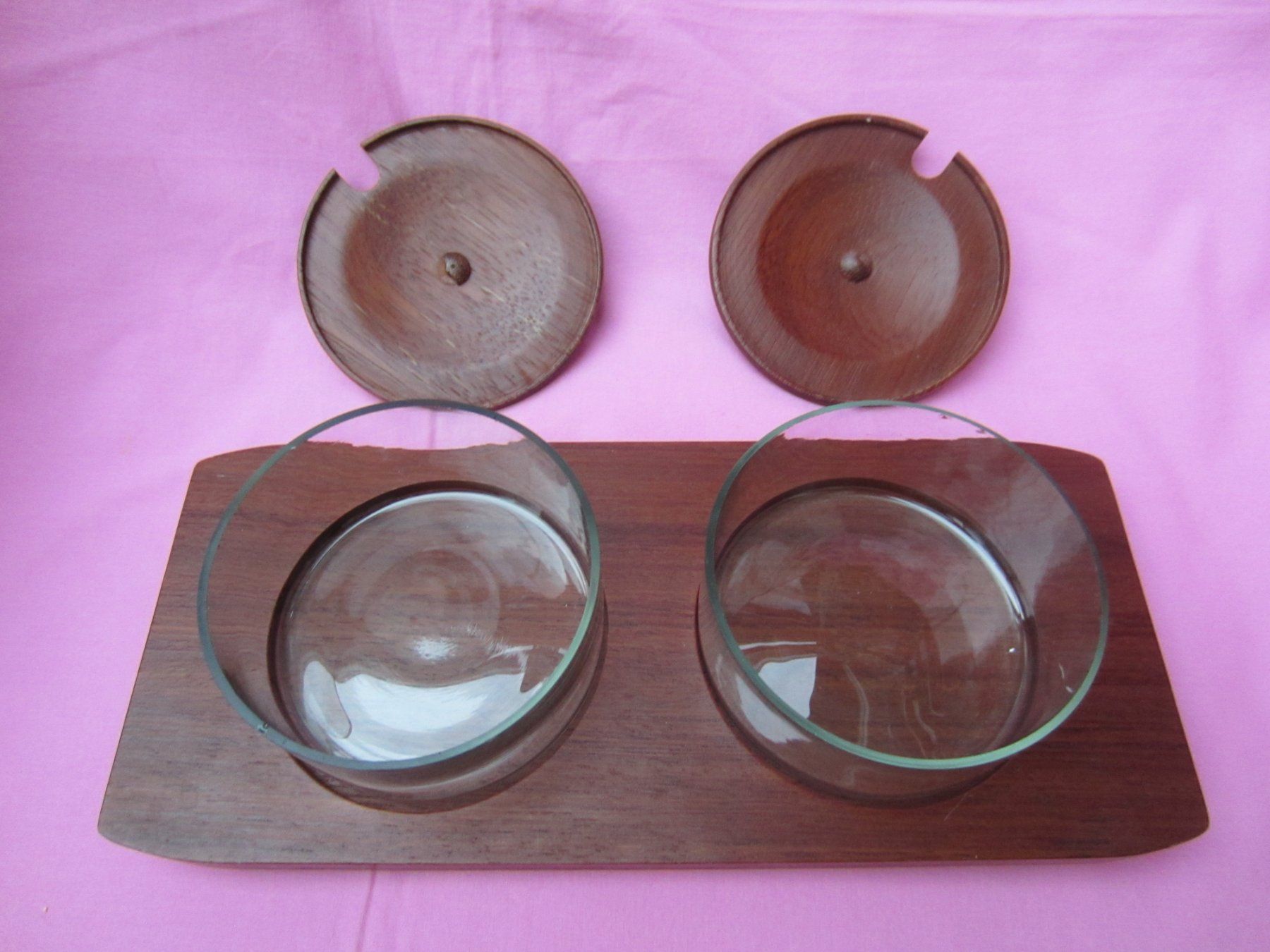 Schalen: TEAK Dänisch Design Snackschalen Glas Kult Design 60er – Gebraucht aus Sursee von Tschiger 3
