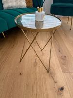 Beistelltisch rund Glasplatte goldfarben Metallgestell ne...