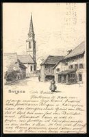 Bülach, Ortspartie mit Kirche, 1917
