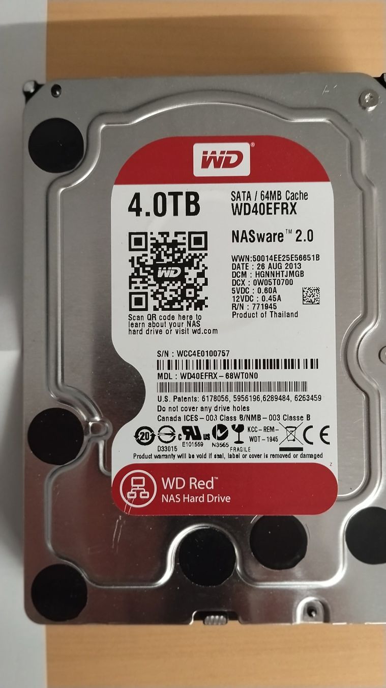 Western Digital Harddisks: WD Red 4TB NASware 2.0 SATA HDD gewipt – Gebraucht aus Wallisellen von mic_gg2g
