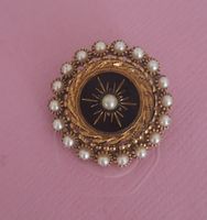 Antike Brosche mit Saatperlen 2,8cm.