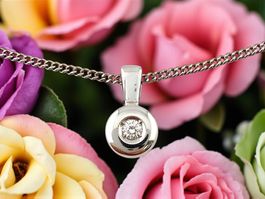 Kette mit Diamant - Anhänger in Weiss - und Gelbgold