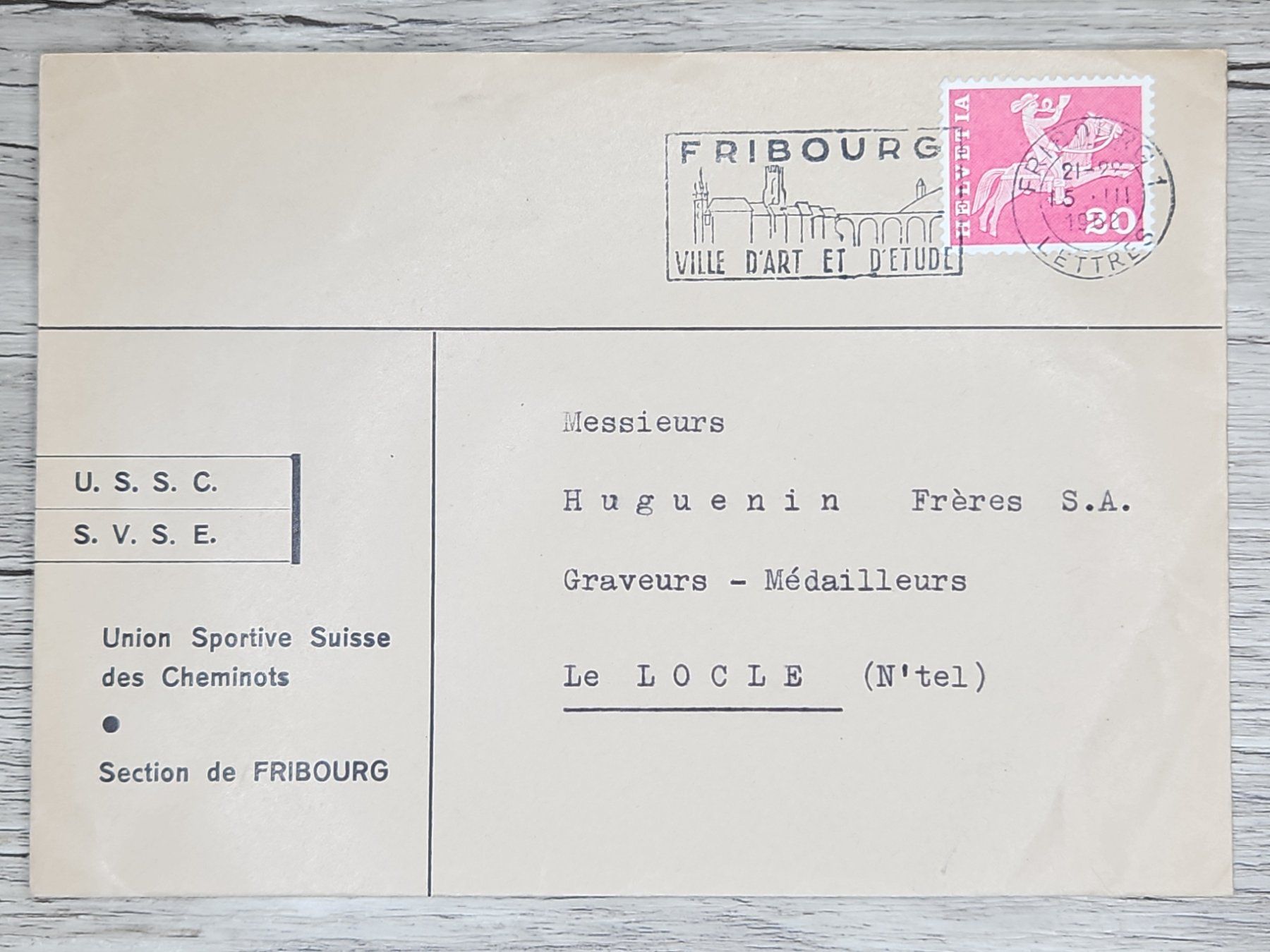 Tutti i francobolli: CL01 Enveloppe + Timbre Suisse 1962 – Usato da Cousset venduto da Patrick_Collections