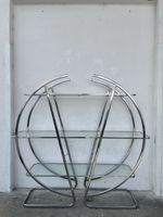 Mid Century 70er Jahre Rundes Chrom Regal im Bauhaus Stil