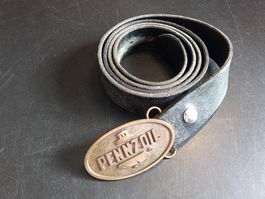 Vintage Pennzoil Leder Gürtel mit Schnalle Gr. 140