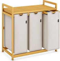 Wäschesammler 150 L  Bambus  3 herausnehmbare Wäschekörbe
