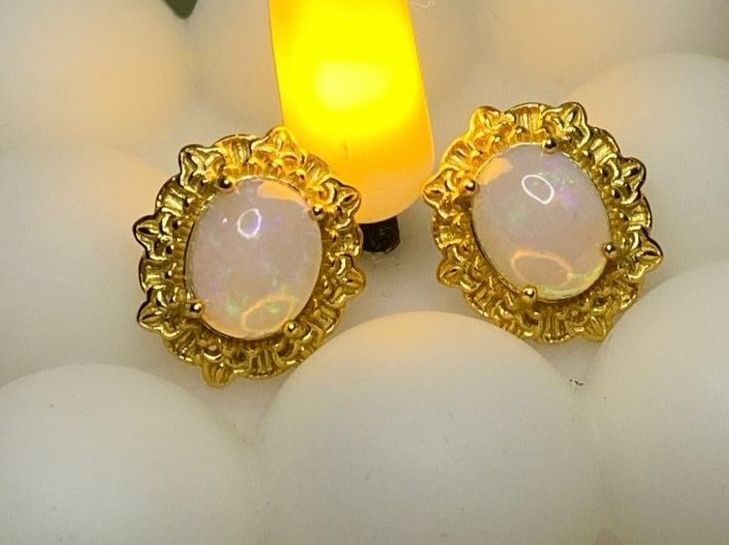 Orecchini pendenti & Orecchini a lobo: Goldene Ohrstecker mit Opal - 925 Silber Wunderschön & NEU – Nuovo (secondo la descrizione) da St. Gallen venduto da GIULESGG 8
