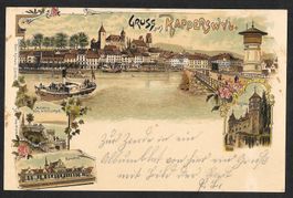 Rapperswil farbige Lithografie 4 Bilder