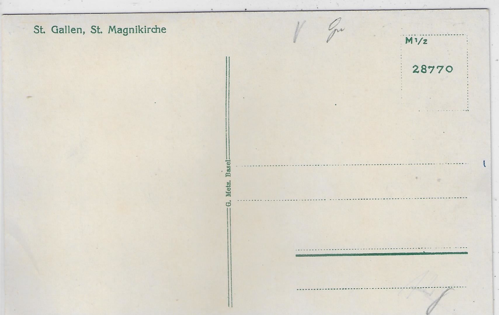 Cartoline postali: St. Gallen - St. Magnikirche - Blumen- – Antico da Ettingen venduto da Kartenplanet 1