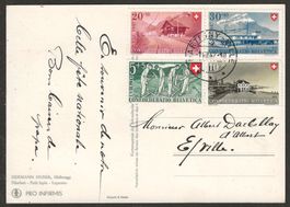 1.8.1947 : Pro Patria Serie auf AK - Martigny-Ville
