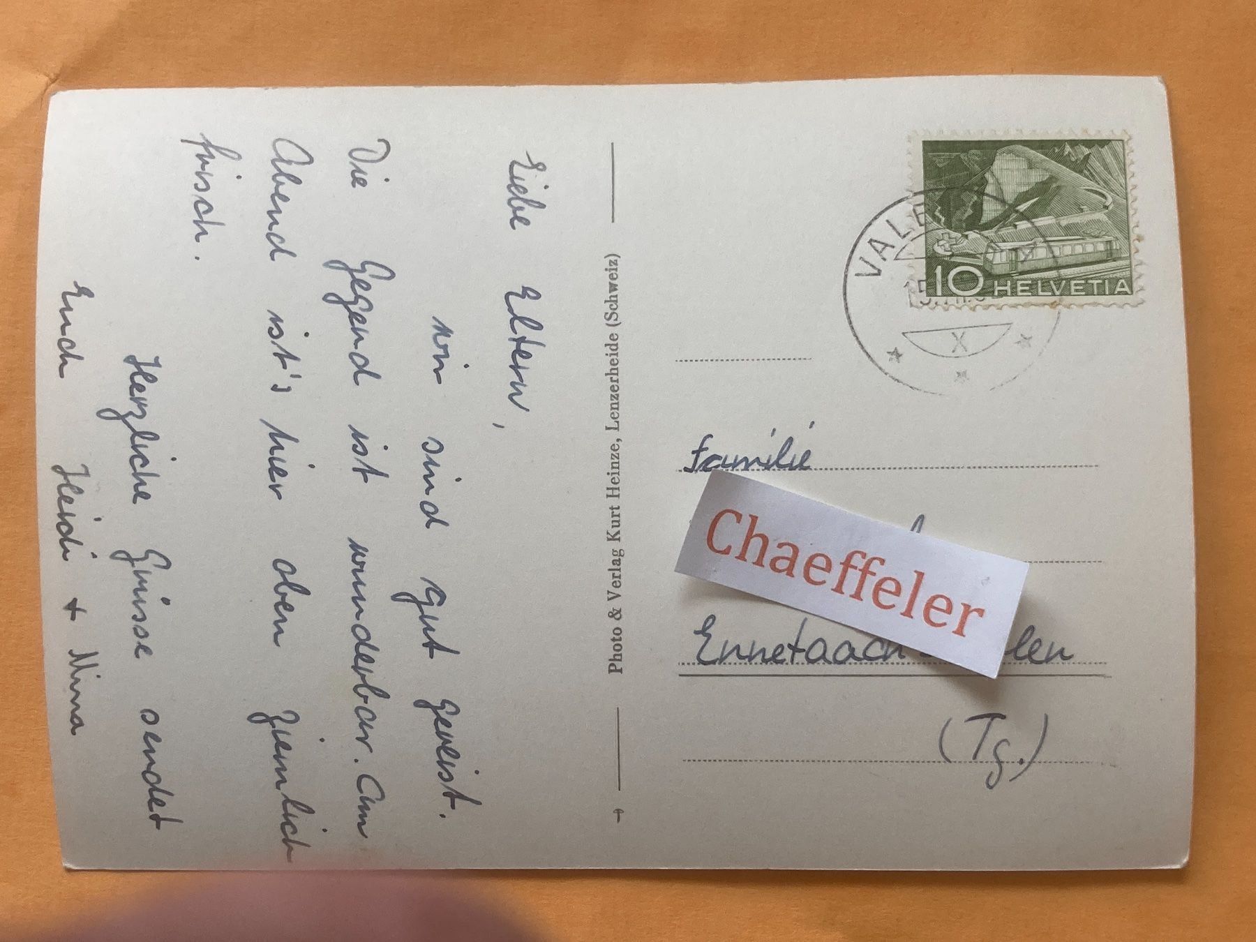 Cartoline postali: Lenzerheid gegen Stätzerhorn u. Calanda – Usato da Zürich venduto da Chaeffeler 1