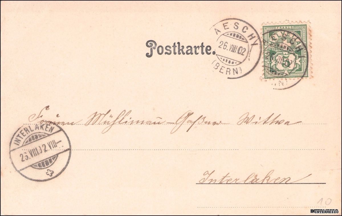 Cartoline postali: Aeschi BE // Kirche und Alpen 1902 – Usato da Basel venduto da intermezzo12 1