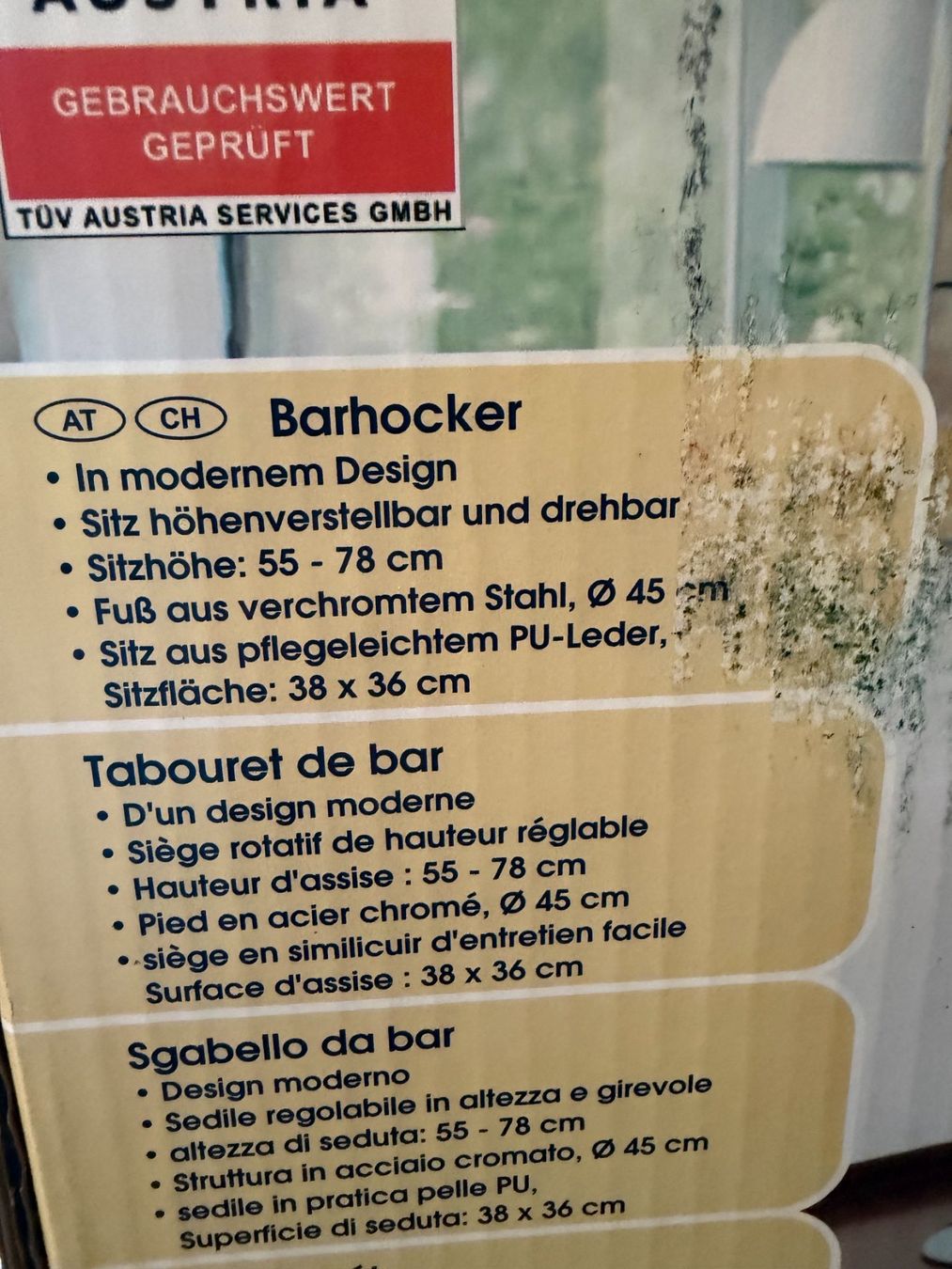 Set di tavolo e panche: Bartisch rund mit Barhocker Farbe schwarz – Usato da Sennhof venduto da Flatron4 3