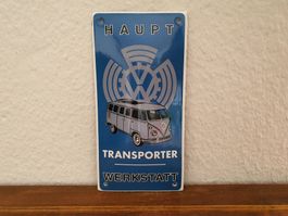 Emailschild VW Werkstatt Logo Bus Bulli Emaille Schild Retro