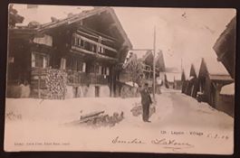 1904: Carte de Leysin-Village taxée à Bruxelles