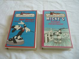 2x VHS Erstausgabe Walt Disney Mickys abenteuer + Hitparade