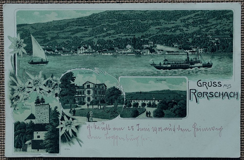 «Gruss aus Rorschach» 4 Bild AK Villa, Schloss, um 1901; Nr. (Gebraucht ...