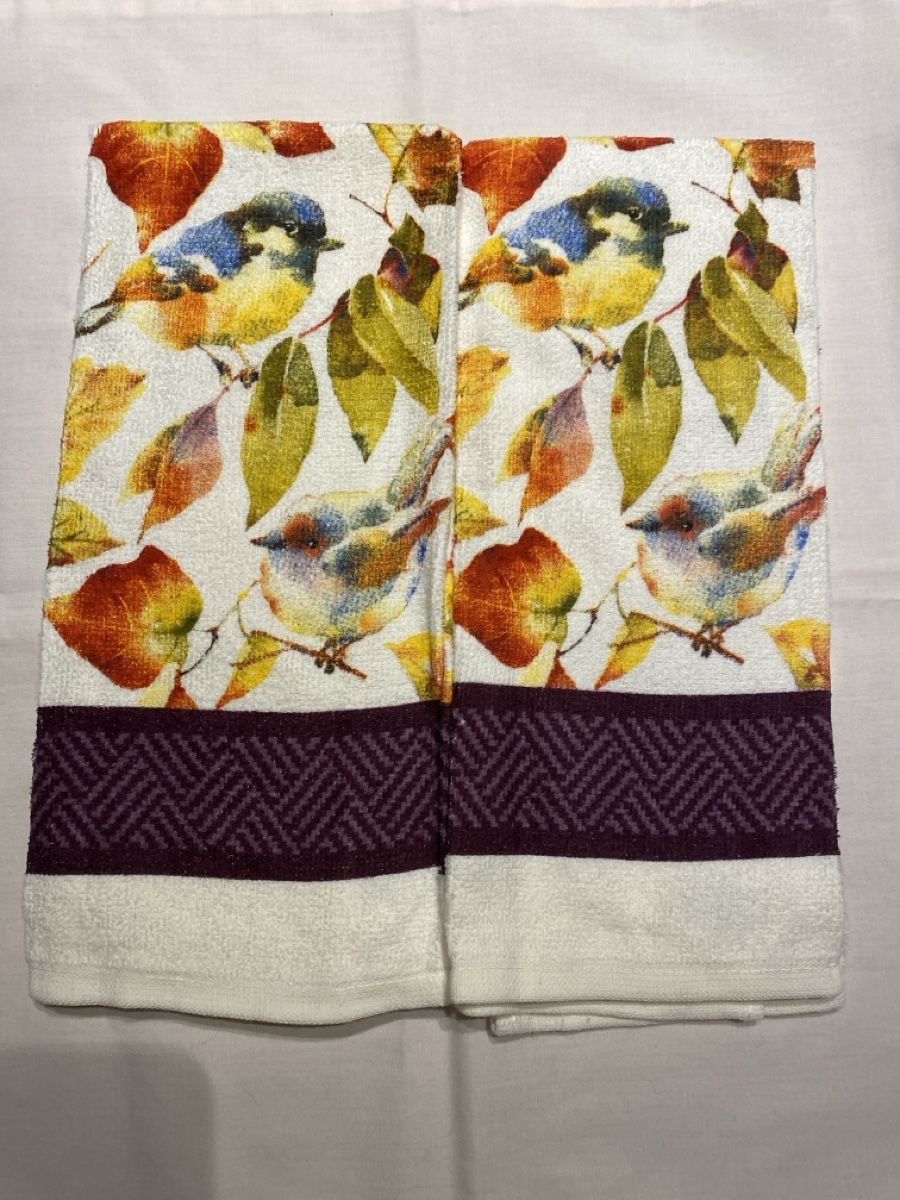 Tutte le decorazioni: 2 Autumn Bird Towels, Fall Table  new – Nuovo e nell'imballaggio originale da Buttikon SZ venduto da Maxwelltime