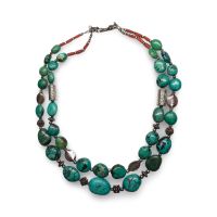 Tibet Kette mit Türkis und Koralle