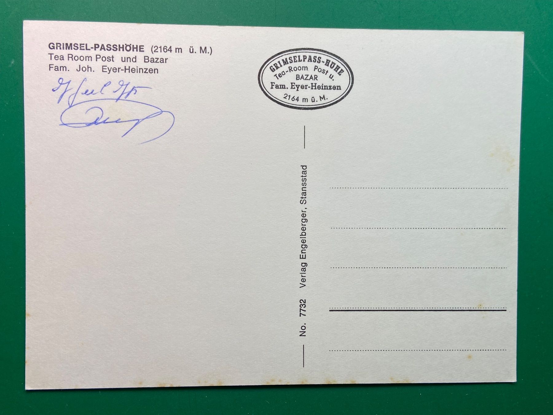 Cartoline postali: Grimsel-Passhöhe – Usato da Steg VS venduto da _vinci_ 1