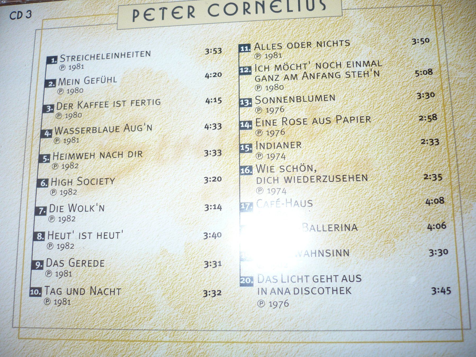 CD: PETER CORNELIUS 3 CD Box – Usato da Merzligen venduto da Marthe22 4