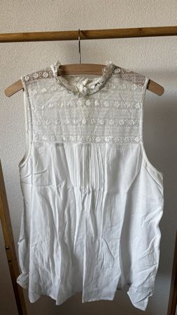 Top mit Spitze, ärmellos, weiss, Gr. M, H&M
