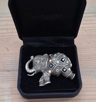 Brosche Elefant silbrig mit Steinen 