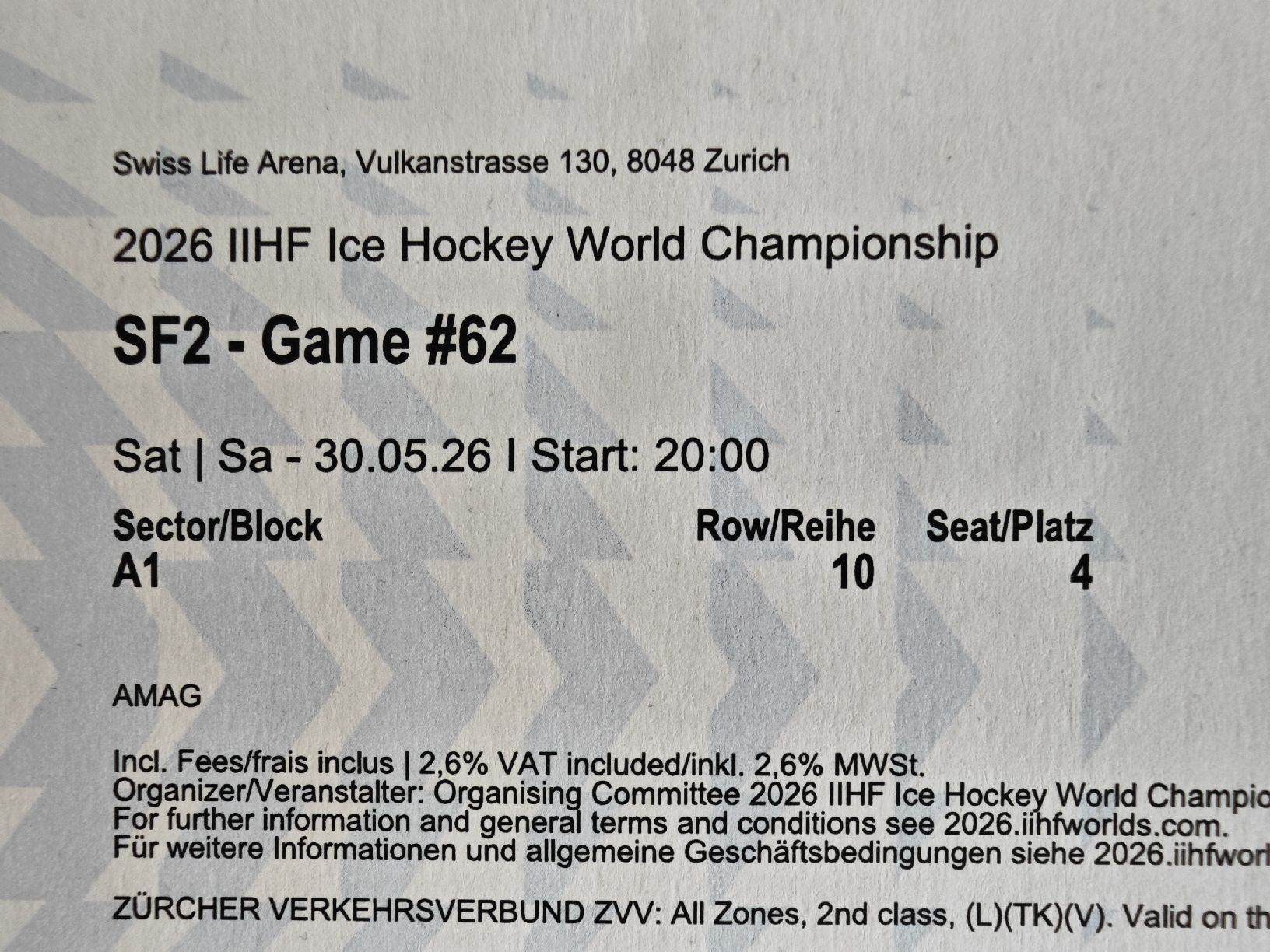 Biglietti: Eishockey WM Halbfinaltickets – Nuovo (secondo la descrizione) da Gümligen venduto da donvictor01 1