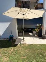 Sonnenschirm beige eckig mit Fuss & Schutzhülle