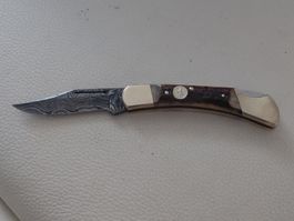 Taschenmesser Damaststahl Hirschhornimitat Klappmesser Neu