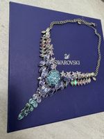 Halskette Swarovski Kristalle blau lila neu mit Box