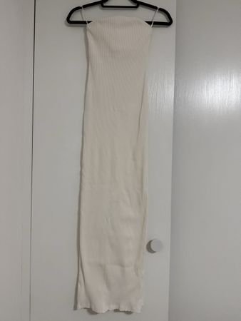 Robe longue Bershka bustier blanc côtelé taille S
