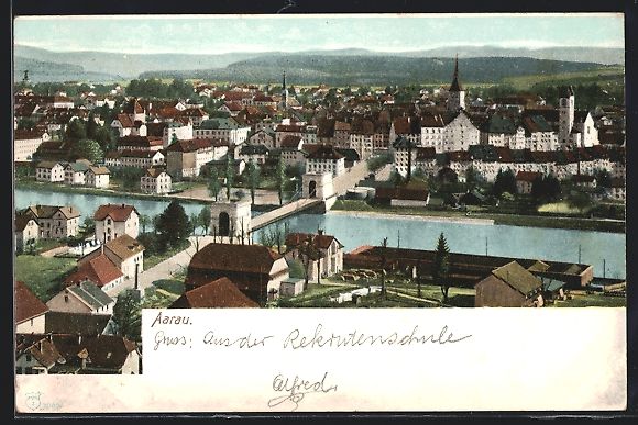 Cartoline postali: AK Aarau, Panorama – Usato da Berlin venduto da bartko-reher