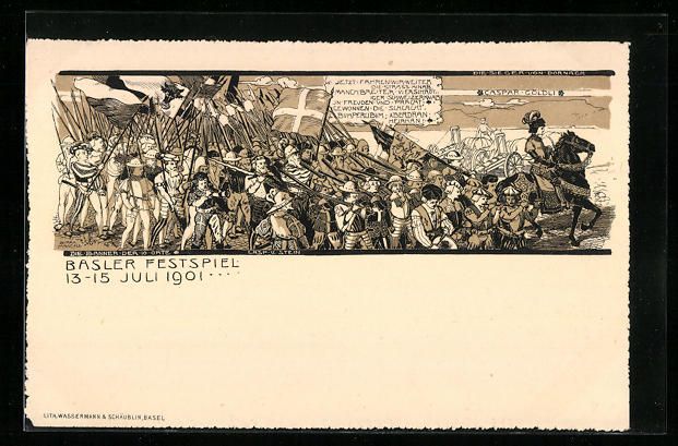 Cartoline postali: Litho Basel, Basler Festspiel 1901, Basl – Usato da Berlin venduto da bartko-reher
