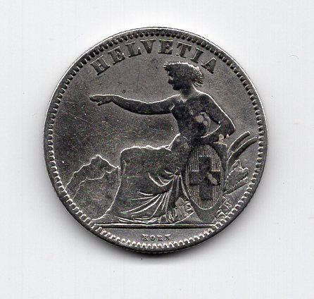 Tutti le monete: (105) Schweiz, 2 Franken, 1860, ss+ – Usato da Rüthi (Rheintal) venduto da erdnuessli1 1