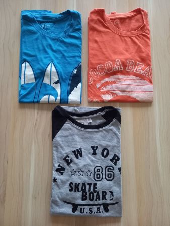 3 Pyjama-Oberteile kurzarm für Jungs, Grösse 164