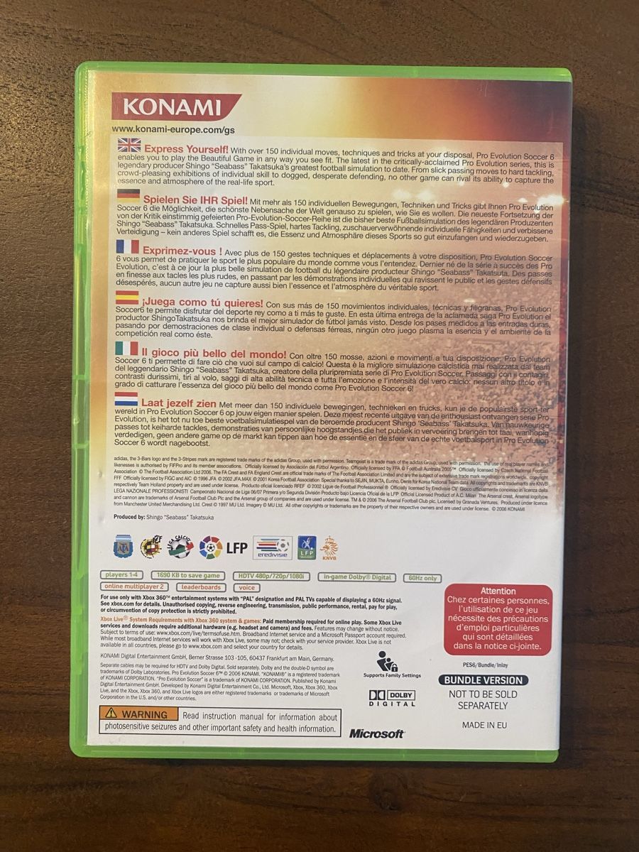 Microsoft Giochi: Pro Evolution Soccer 6 (PES 6) für Xbox 360 – Usato da Thunstetten venduto da Virus_33 2