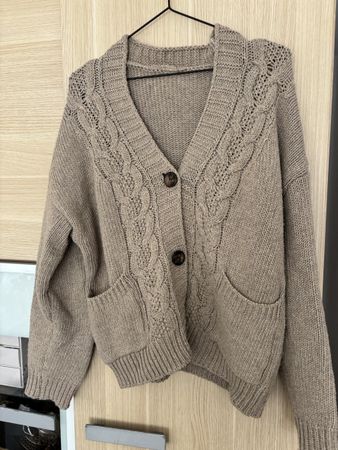 Strickjacke braun mit Zopfmuster Gr. S Shein