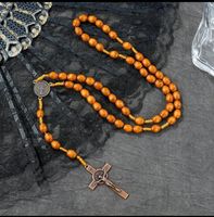 Véritable Chapelet (Rosaire) perle en bois, NEUF