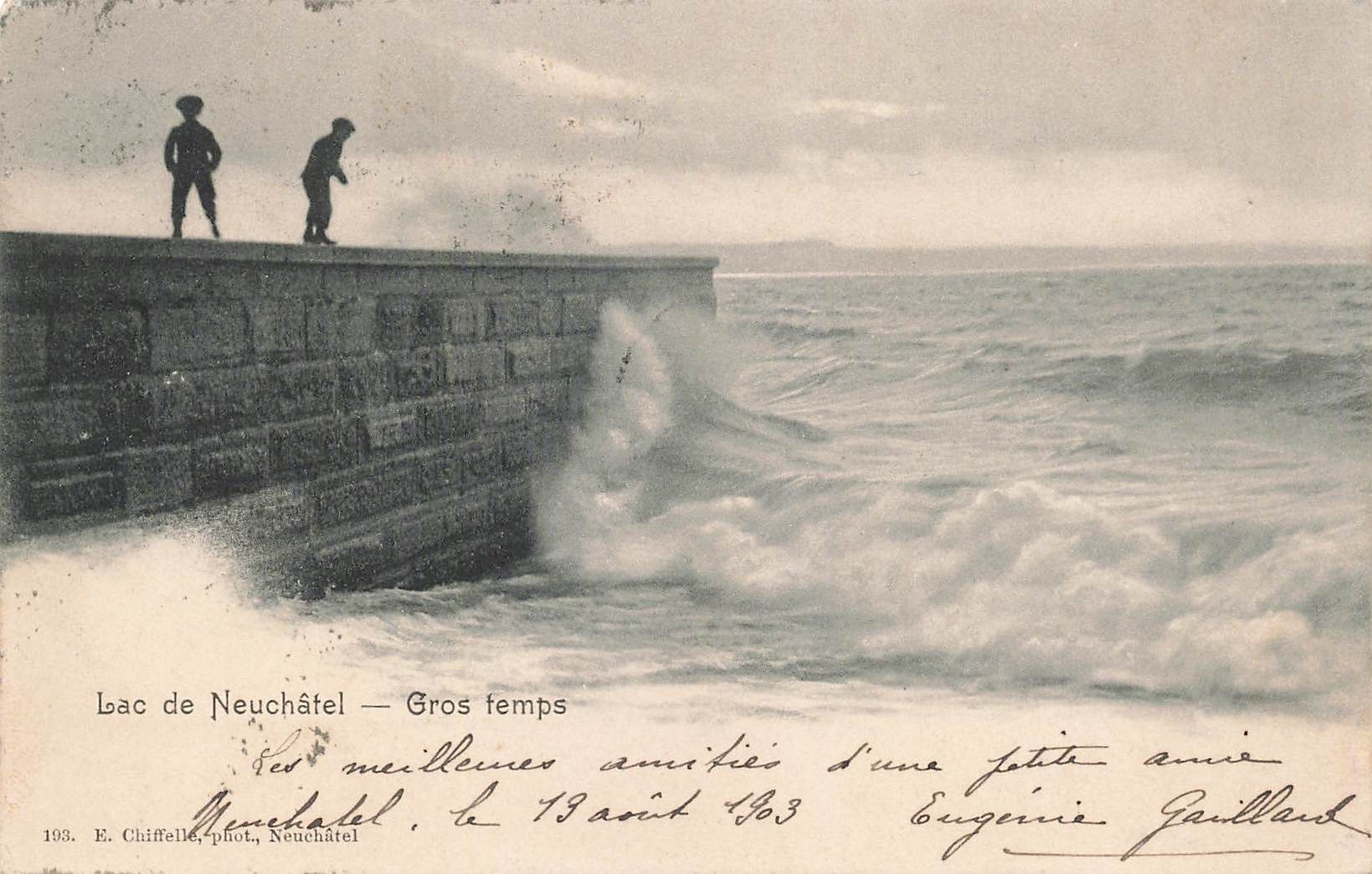 Cartoline postali: Lac de Neuchâtel – Gros temps – Usato da Biasca venduto da Blenio71