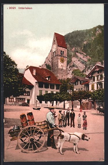 Cartoline postali: Interlaken, Milchverkäufer mit Hundeges – Usato da Berlin venduto da bartko-reher
