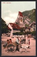Interlaken, Milchverkäufer mit Hundeges