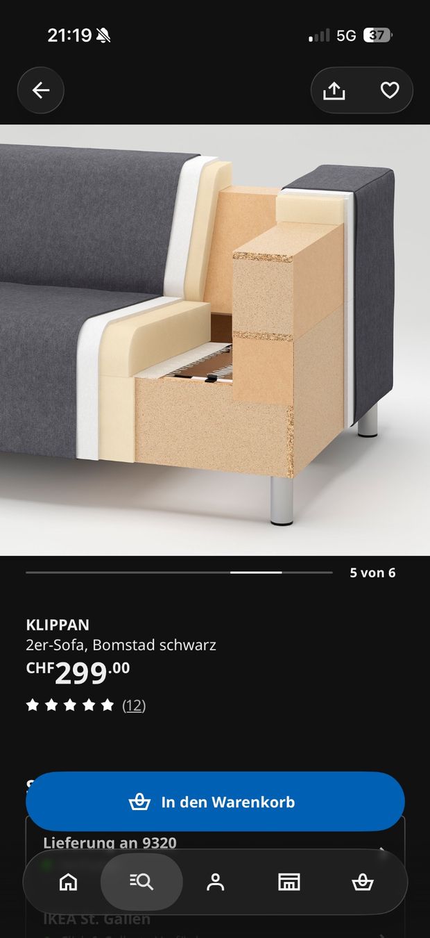 Ikea Divani: Sofa schwarz – Usato da arbon venduto da gep_7lxv 4