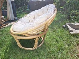 Rattan Papasan Stuhl mit Kissen