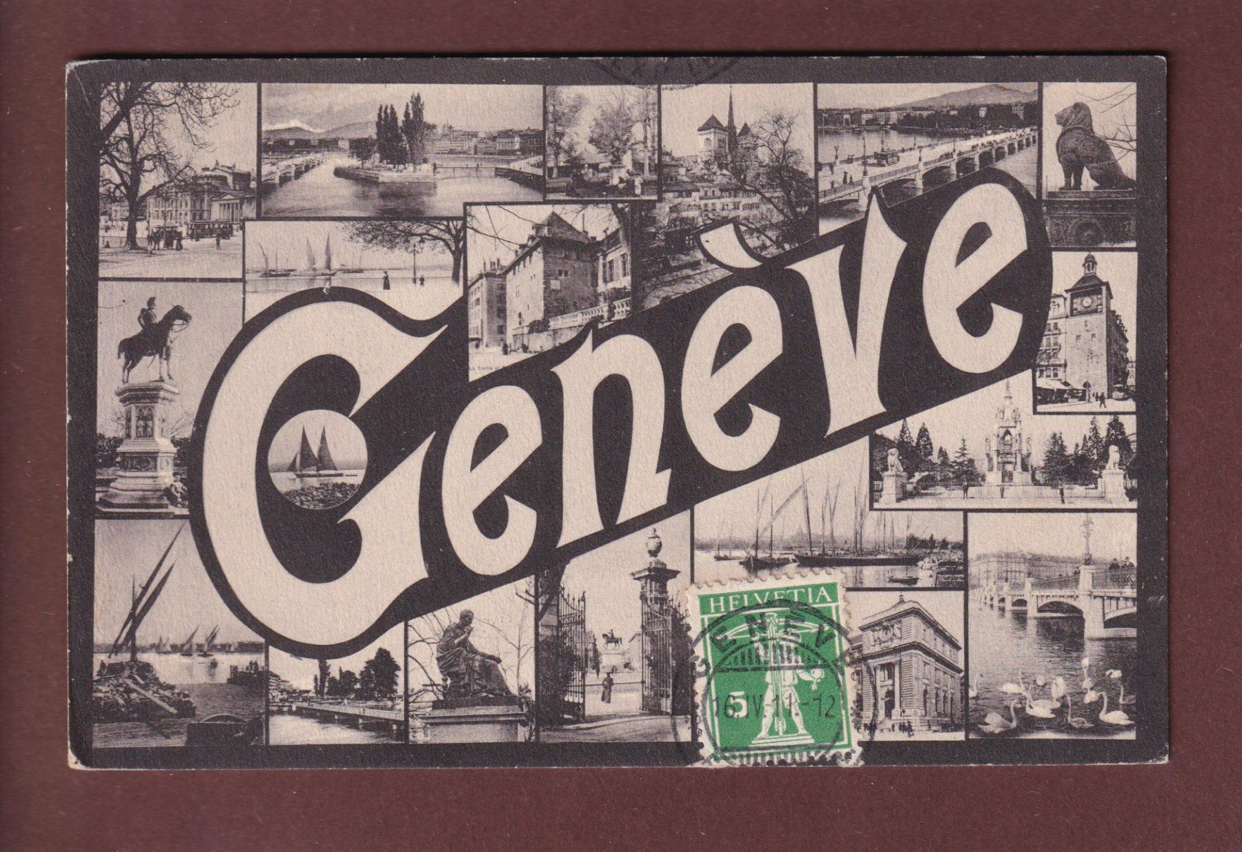 Cartoline postali: GENEVE - Multivues - 1911 – Usato da Pully venduto da nicecards