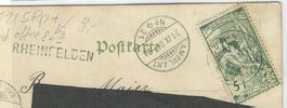 21.9.1900 UPU 5Rpmarke+Balkenstempel Rheinfelden/Kitschkarte