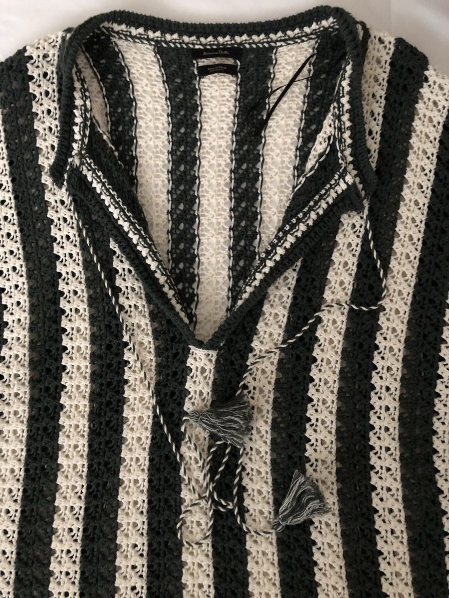 Massimo Dutti Maglioni & Felpe: Damen Pullover gehäkelt Grösse L grün-weiss gestreift – Nuovo (secondo la descrizione) da Hombrechtikon venduto da Marina00
