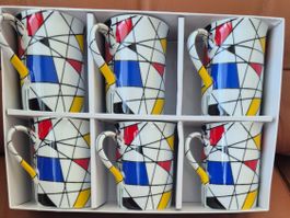 6 tasses porcelaine Table Passion inspiration Mondrian P11